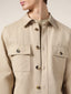 Overshirt in Dark Beige Cotton and Linen Drill | Jacob Cohën | Detail 4