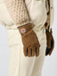 Beige and Brown Velvet Gloves