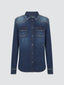 Camicia Western in denim blu scuro