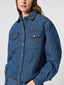 Overshirt in denim trapuntato blu medio