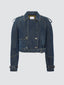 Dark Blue Denim Biker Jacket