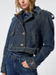 Dark Blue Denim Biker Jacket