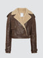 Biker jacket marrone in montone