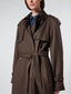 Trench marrone in gabardina di lana