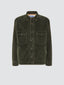 Green Corduroy Overshirt  with Faux Shearling