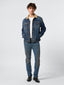 Sherpa Trucker Jacket in Mid Blue Comfort Denim