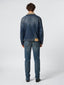 Sherpa Trucker Jacket in Mid Blue Comfort Denim