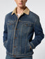 Sherpa Trucker Jacket in Mid Blue Comfort Denim