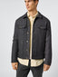 Grey Wool Flannel Padded Trucker Jacket