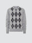 Grey Wool Sweater with diamond motif