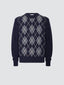 Blue Wool Sweater with diamond motif