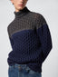 Blue and Grey High Neck Sweater